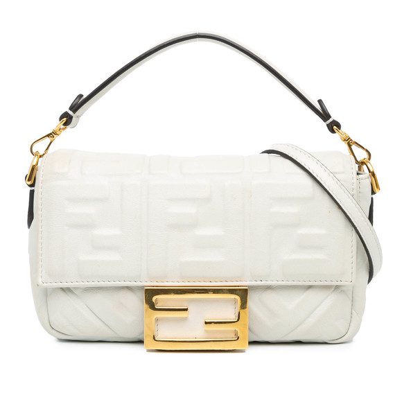 Pre-Loved Fendi Mini Zucca Embossed Leather Baguette Satchel - Picture 1 of 10